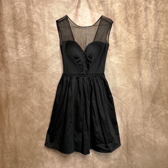 Unique Vintage Black Mesh Sleeveless Sweetheart Midi Dress Women's S Y2K Gothic - Picture 1 of 6